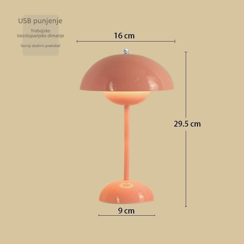 Par stolnih lampi s gljivastim dizajnom, dodirni prekidač, max 5W, napon ≤36V, noćno svjetlo i studijska lampa