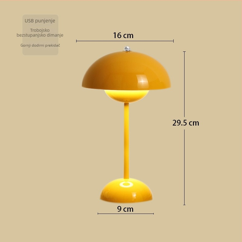 Par stolnih lampi s gljivastim dizajnom, dodirni prekidač, max 5W, napon ≤36V, noćno svjetlo i studijska lampa
