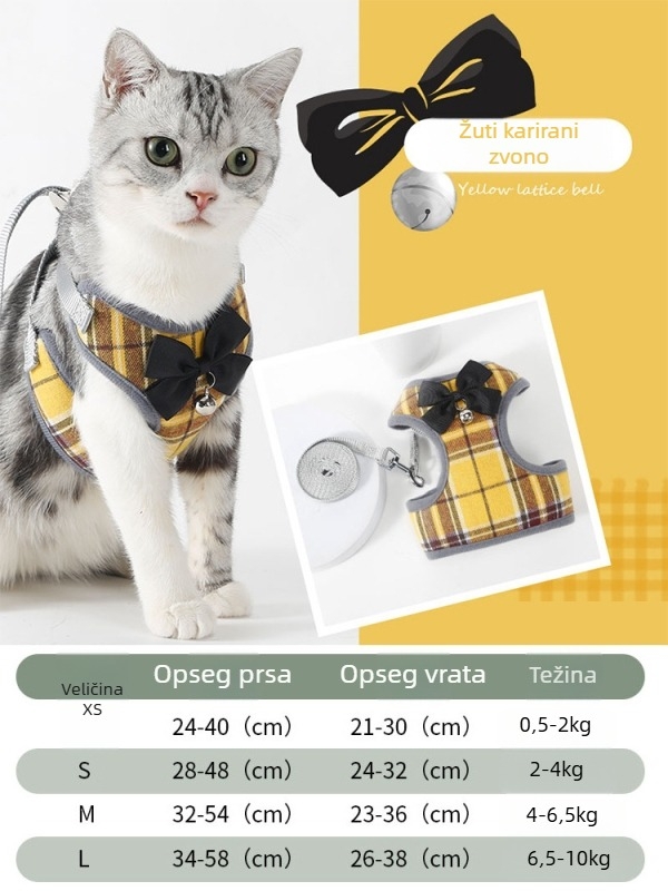 Mačji prsluk s povodcem, u stilu veste (Materijal: Tkivo; Namijenjeno: Mačkama; Kategorija: Tažni pojas)