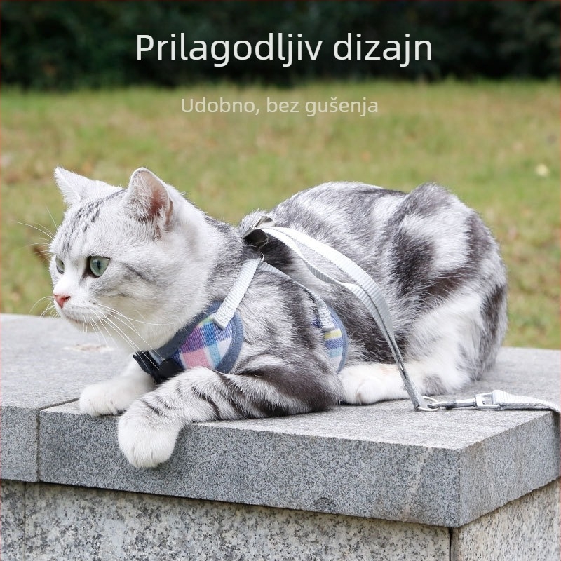 Mačji prsluk s povodcem, u stilu veste (Materijal: Tkivo; Namijenjeno: Mačkama; Kategorija: Tažni pojas)