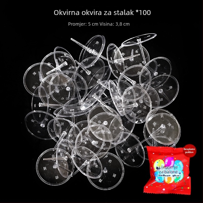 Prozirna plastična baza za ukrase torti s lutkama — baza za umetanje figūra, set 100 komada