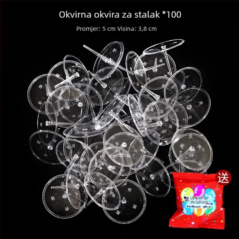 Prozirna plastična baza za ukrase torti s lutkama — baza za umetanje figūra, set 100 komada