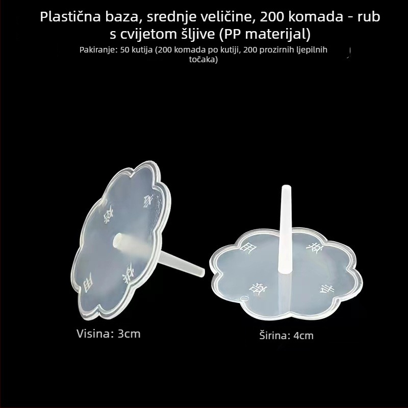 Prozirna plastična baza za ukrase torti s lutkama — baza za umetanje figūra, set 100 komada