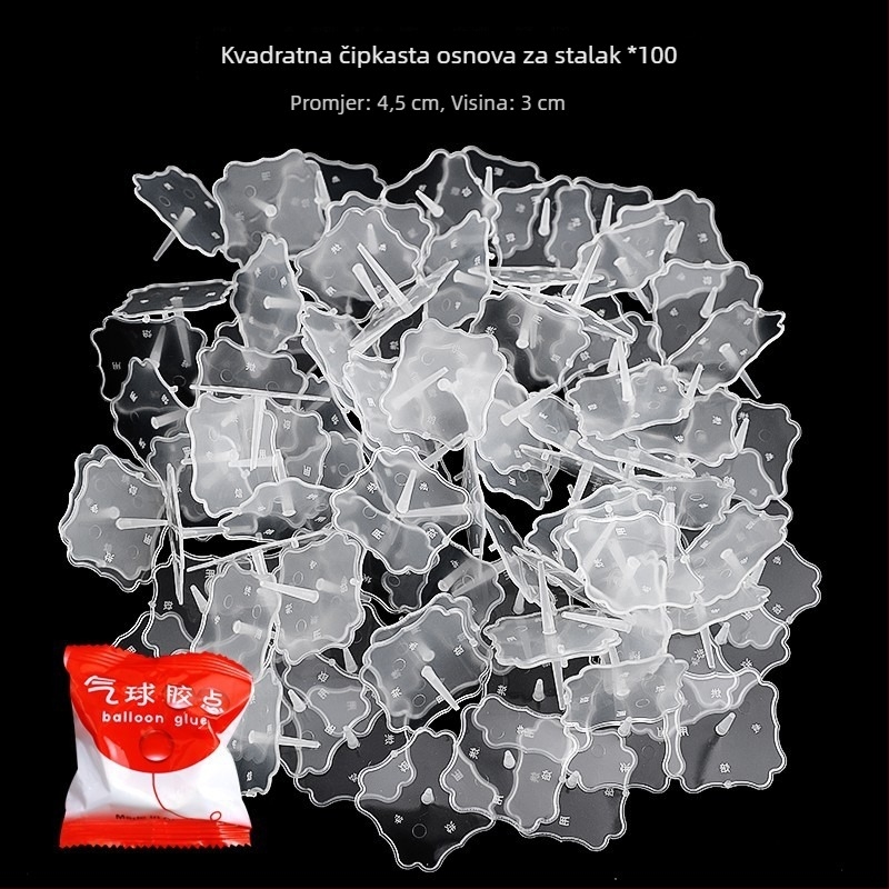 Prozirna plastična baza za ukrase torti s lutkama — baza za umetanje figūra, set 100 komada