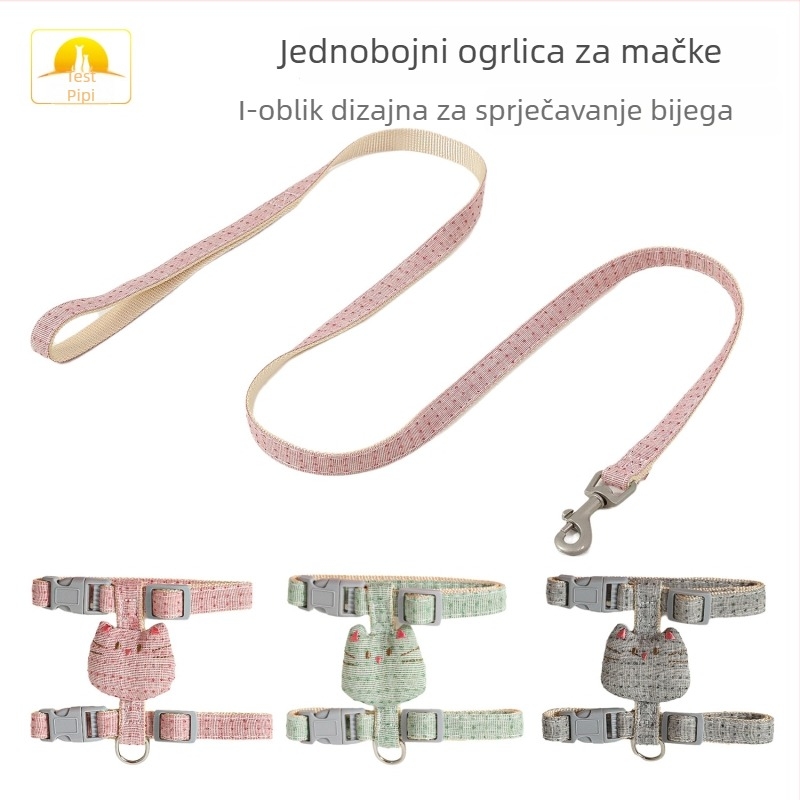 I-oblik mačji harnes, pamuk i lan, ABS kopče, metalni dodatci