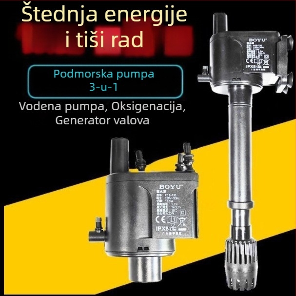 Boyu potopna pumpa za akvarij – troje u jednom cirkulacijska pumpa, model PGB750/1000/1500, aeracija i filtracija