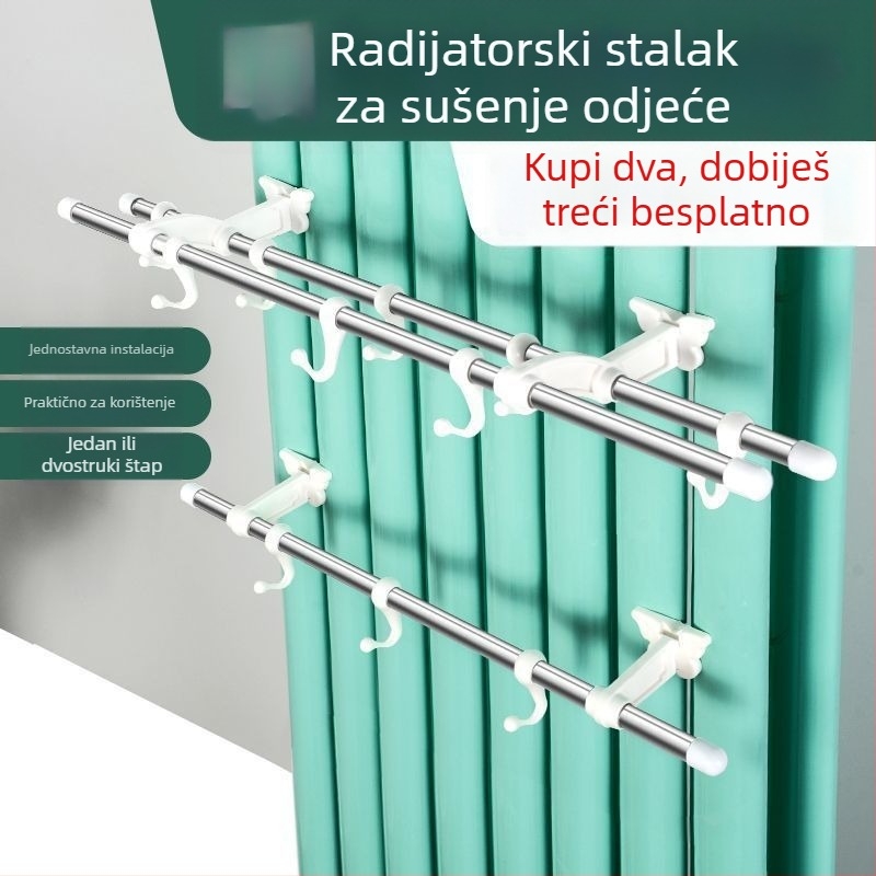 Nerđajući čelični držač za ručnike na radijatorima, za vješanje i sušenje odjeće; Materijal: 201 nehrđajući čelik; Certifikacija: CE; Klasifikacija: držač za ručnike
