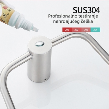 Prsten za ručnike od nehrđajućeg čelika, brušeni završetak, jednodijelni dizajn, nosivost 10 kg, modern minimalistički stil