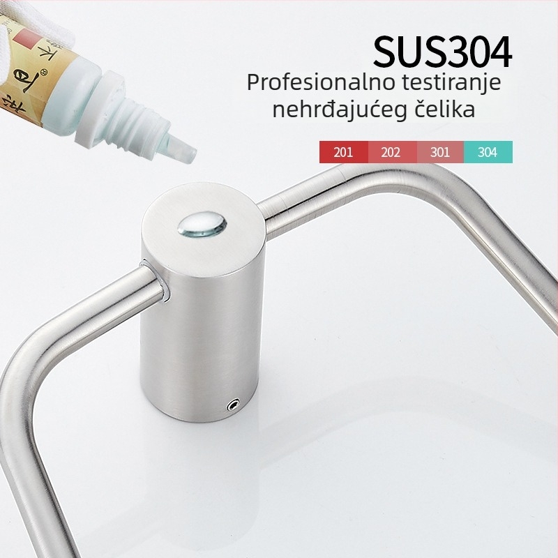 Prsten za ručnike od nehrđajućeg čelika, brušeni završetak, jednodijelni dizajn, nosivost 10 kg, modern minimalistički stil