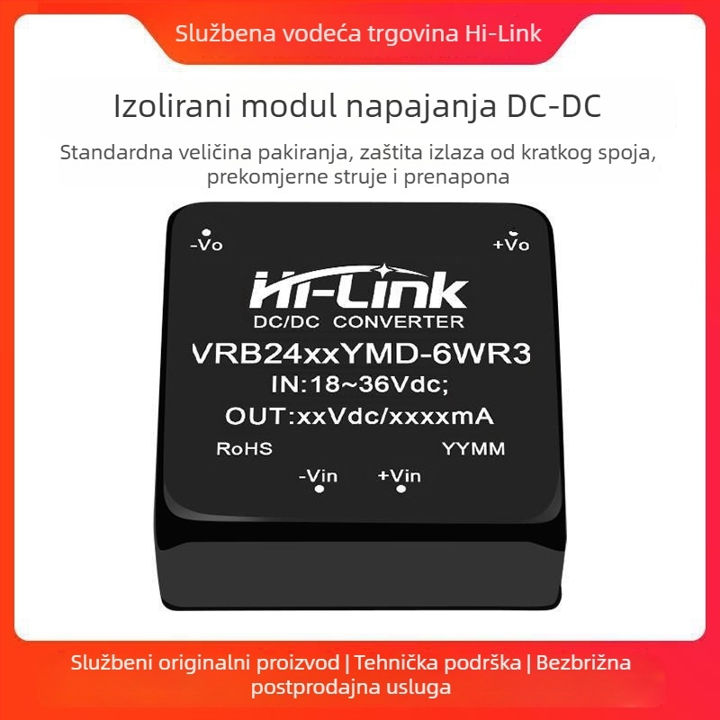 VRB2403/05/09/12/15/24YMD-6WR3 izolirani napajajući modul s stabilizacijom DC napona i zaštitom od kratkog spoja
