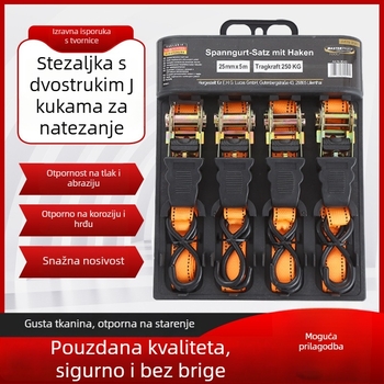 4-dijelni set remena za pričvršćivanje s mehanizmom ratchet, nosivost 800 kg, Marka: Tensioner