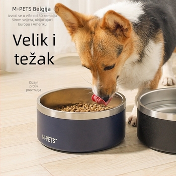 Mpets Nerđajući čelik set posuda za vodu i hranu za pse – velika kapaciteta, debele, otporne na udarce, za srednje i velike pse