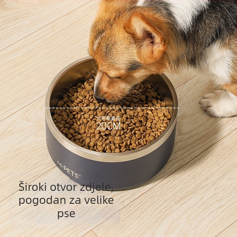 Mpets Nerđajući čelik set posuda za vodu i hranu za pse – velika kapaciteta, debele, otporne na udarce, za srednje i velike pse