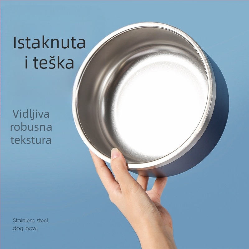 Mpets Nerđajući čelik set posuda za vodu i hranu za pse – velika kapaciteta, debele, otporne na udarce, za srednje i velike pse