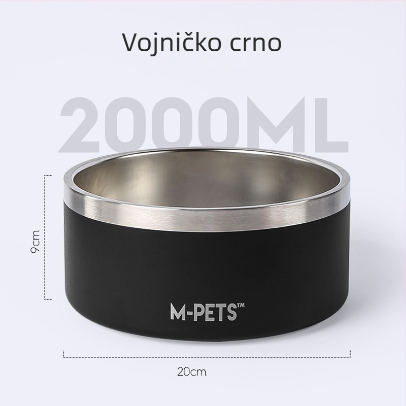 Mpets Nerđajući čelik set posuda za vodu i hranu za pse – velika kapaciteta, debele, otporne na udarce, za srednje i velike pse