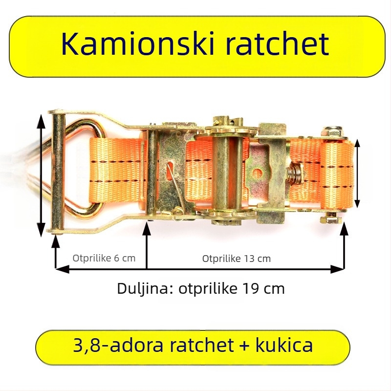 Natezač remena za teret s ratchet mehanizmom, proširenim i debelim tijelom