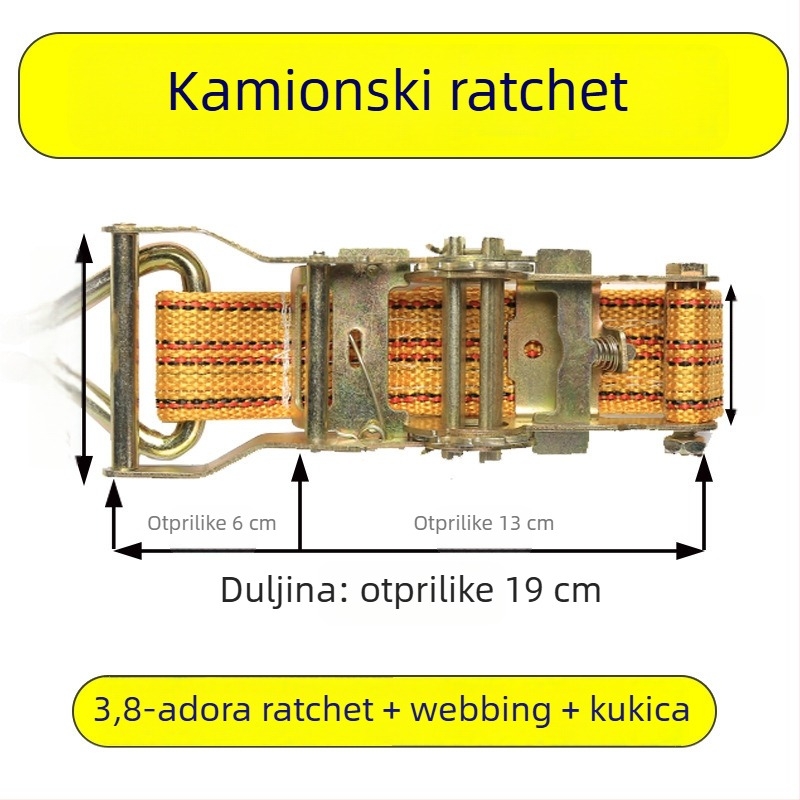 Natezač remena za teret s ratchet mehanizmom, proširenim i debelim tijelom