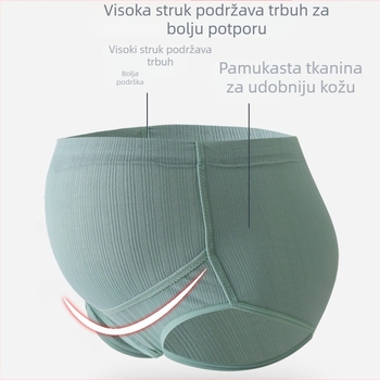Donje rublje za trudnice s visokim strukom, podesivo, podrška za trbuh, antibakterijska pamuk tkanina.
