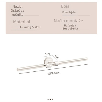 Akrilni stalak za ručnike, bez bušenja, nosivost 20 kg, jednoslojni, japanski stil kupaonice