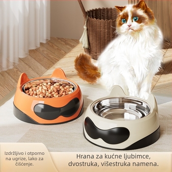 Posude za hranjenje mačaka, dvostruka zdjela, protiv prevrtanja, plastične, za vodu i hranu