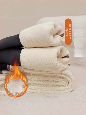 Trudničke hlače 3/4 s iznimno debelim fleece podstavom, visoki struk, podrška za trbuh, najlon/spandeks mješavina 70-80% najlon, do 30% spandex