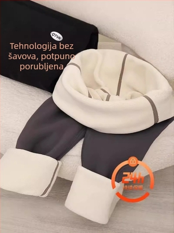 Trudničke hlače 3/4 s iznimno debelim fleece podstavom, visoki struk, podrška za trbuh, najlon/spandeks mješavina 70-80% najlon, do 30% spandex