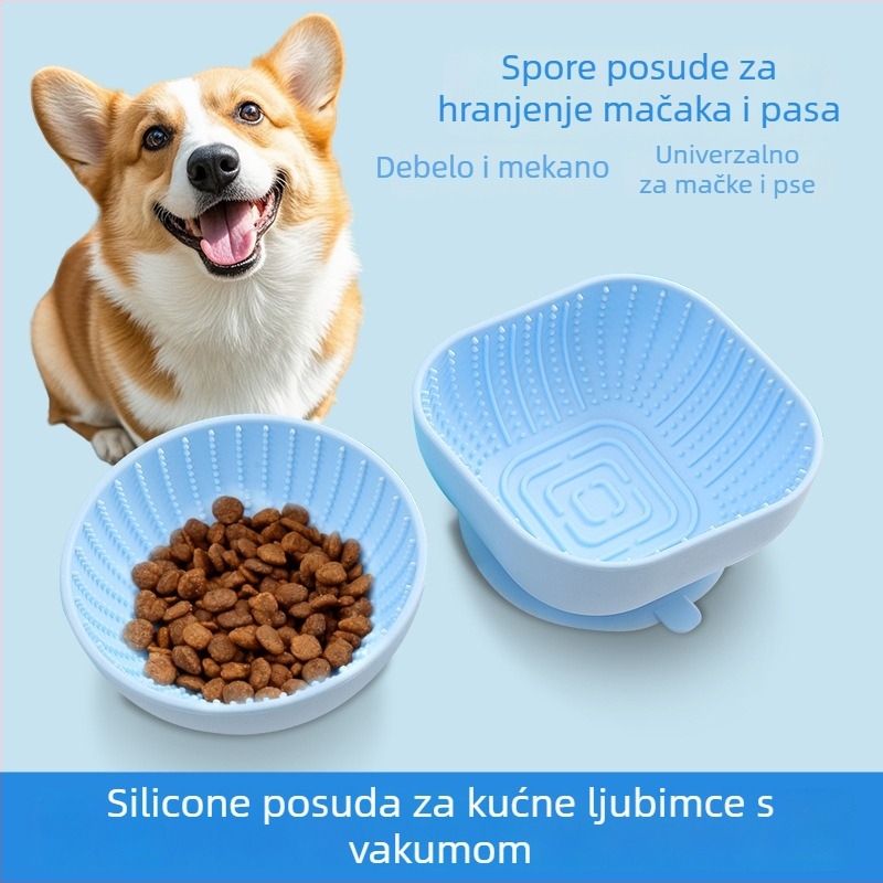 Posuda od silikona za sporo hranjenje mačaka i pasa sa usisnom podlogom, velika kapaciteta