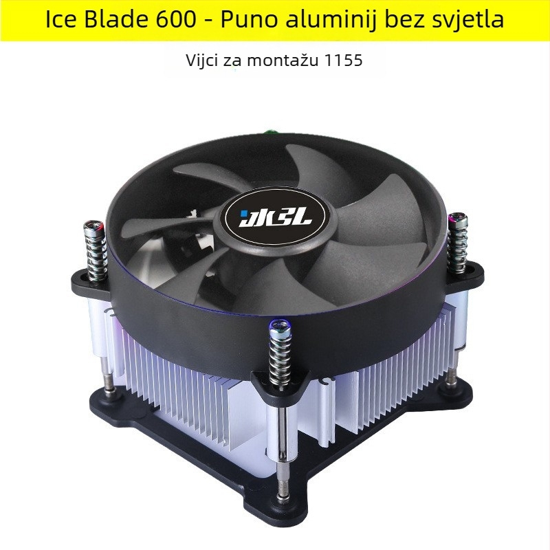 CPU hladnjak s aluminijskim jezgrom za sockete 1155/1151/1156/1200, hidraulički ležaj, 2000 RPM, 22 dB