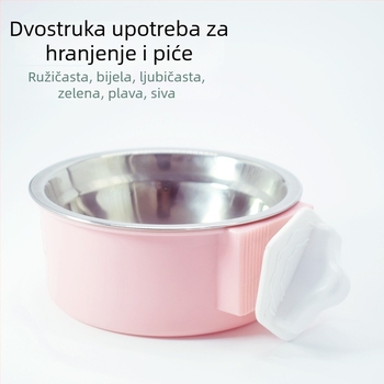 Posuda za hranu i piće za kućne ljubimce, siva plava boja, plastični PP, kompatibilna s visećim kavezom