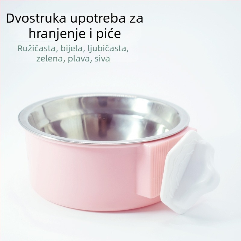 Posuda za hranu i piće za kućne ljubimce, siva plava boja, plastični PP, kompatibilna s visećim kavezom