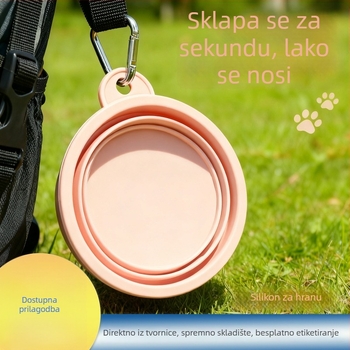 Sklopiva silikonska posuda za kućne ljubimce — prijenosna za vanjsku upotrebu, sporo hranjenje, za pse i mačke