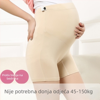 Trudničke hlače s potporom trbuha, tričetvrtine dužine, modalna tkanina (90–95% modal) s vlaknima regenerirane celuloze, uski kroj