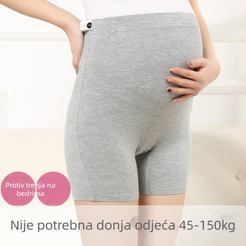 Trudničke hlače s potporom trbuha, tričetvrtine dužine, modalna tkanina (90–95% modal) s vlaknima regenerirane celuloze, uski kroj