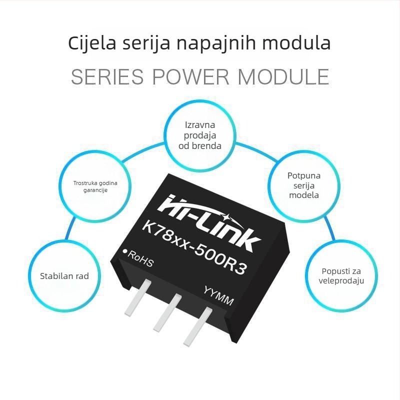 DC-DC neizolirani modul napajanja, model K7803-500R3, ultra-široki ulaz, regulirani izlaz 3.3V, jedan izlaz (Model: K7803-500R3; Brand: Mps; Ulaz: ultra-široki; Izlaz: 3.3V reguliran; Kanali: 1; Izolacija: neizolirani)