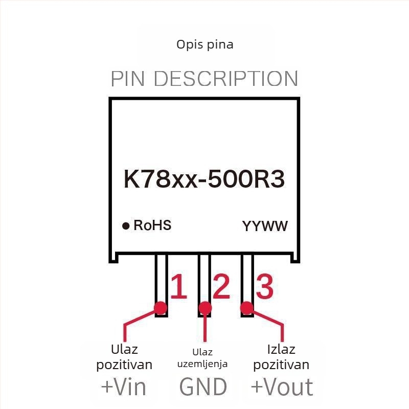 DC-DC neizolirani modul napajanja, model K7803-500R3, ultra-široki ulaz, regulirani izlaz 3.3V, jedan izlaz (Model: K7803-500R3; Brand: Mps; Ulaz: ultra-široki; Izlaz: 3.3V reguliran; Kanali: 1; Izolacija: neizolirani)