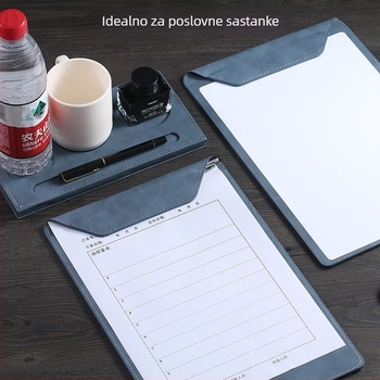 Kožna ploča za pisanje s jednostrukim stegom, kompatibilna s A4/A5, 4 mm ploča, logotip uključen, mogućnost prilagodbe