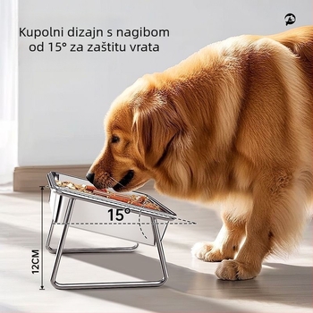 Posuda od nehrđajućeg čelika za kućne ljubimce s podignutim držačem za piće i zaštitom vrata za pse i mačke
