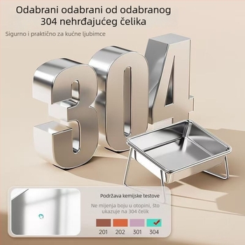 Posuda od nehrđajućeg čelika za kućne ljubimce s podignutim držačem za piće i zaštitom vrata za pse i mačke