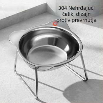 Podignuta posuda za mačke od nehrđajućeg čelika s držačem protiv prevrnuća
