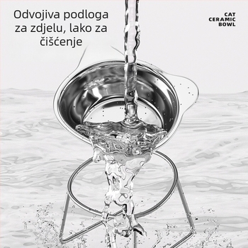 Podignuta posuda za mačke od nehrđajućeg čelika s držačem protiv prevrnuća