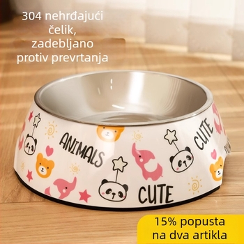Posuda za hranu za pse i mačke — protiv prevrtanja, melamin i 304 nehrđajući čelik