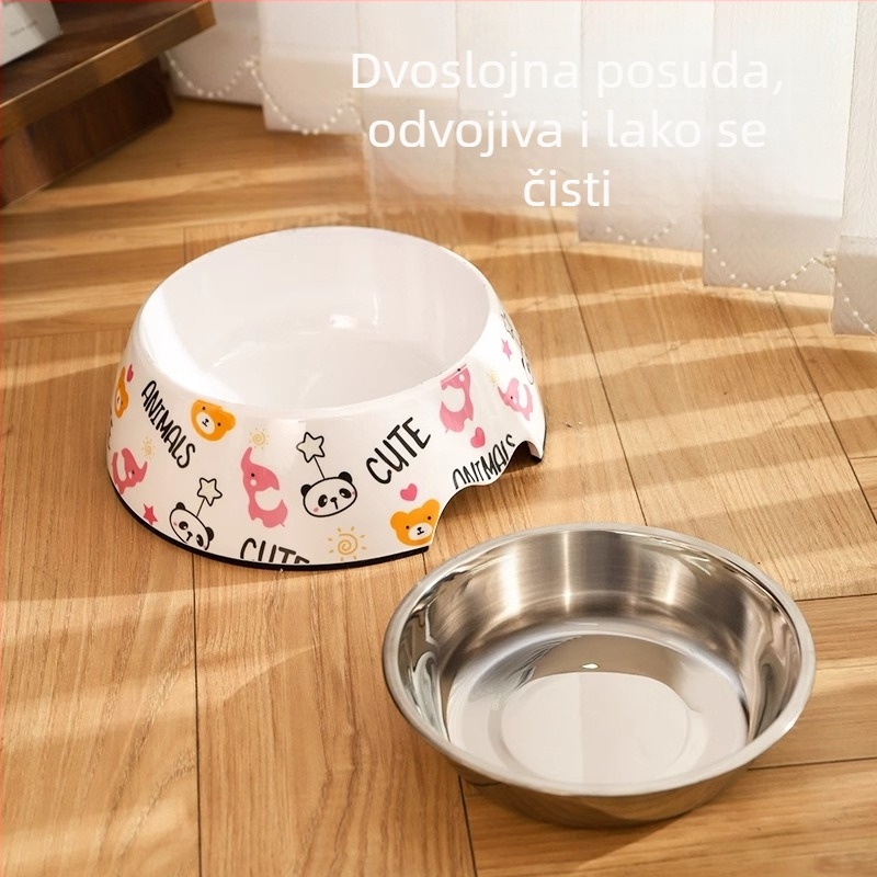 Posuda za hranu za pse i mačke — protiv prevrtanja, melamin i 304 nehrđajući čelik