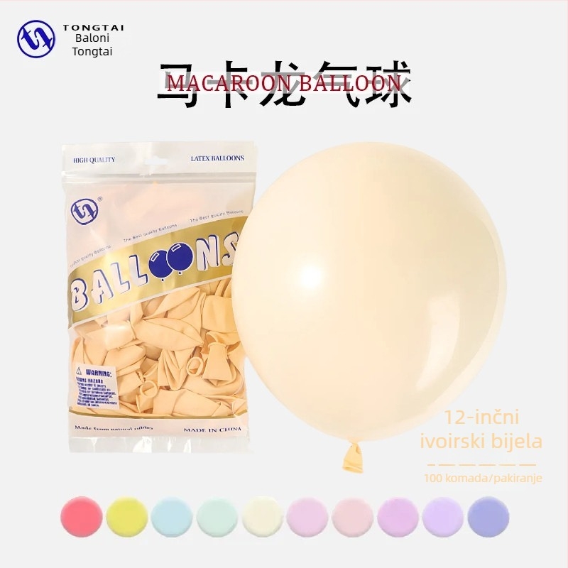 Tongtai Macaron lateks balon, okrugli oblik, tiskani logo, uzorci: znakovi zodijaka, crtići, ljubav, tekst