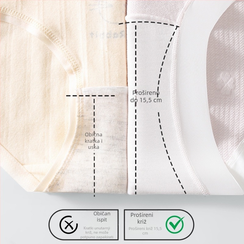 Pamukaste trudničke gaćice s niskim strukom, prozračan, 95–100% pamuk, podstava od pamuka 100%, za sve faze trudnoće