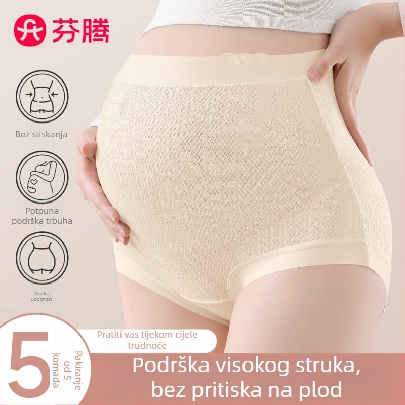 Maternitetski donji rublje od pamuka, visoki pojas, prozračan, antibakterijski, podrška za trbuh, podstava 100% pamuka
