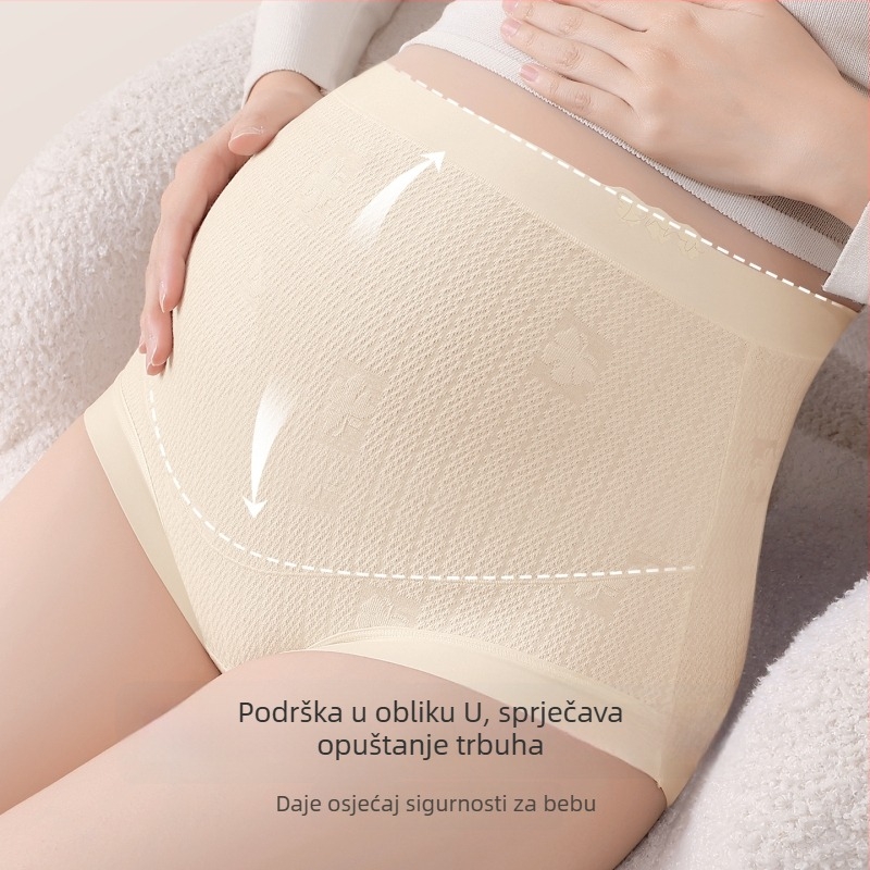 Maternitetski donji rublje od pamuka, visoki pojas, prozračan, antibakterijski, podrška za trbuh, podstava 100% pamuka