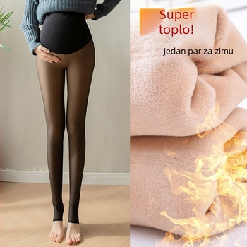 Trudničke tajice za jesen-zimu, bez šavova, debele poliester, tople, visoka elastičnost