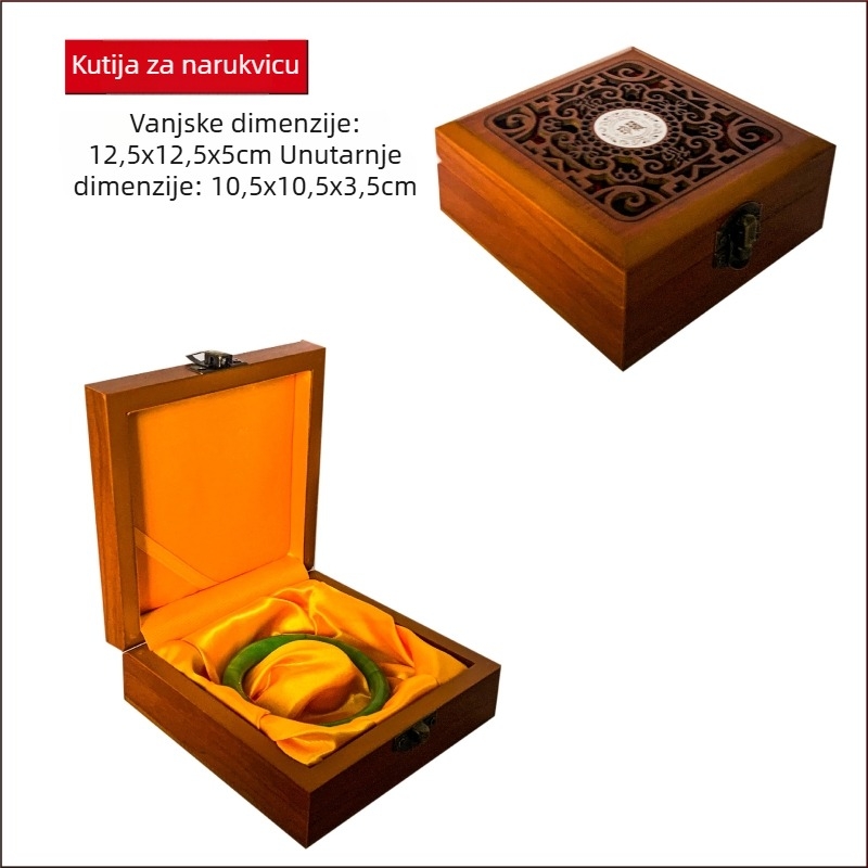 Drvena kutija za nakit s graviranjem i žutom svilenom unutrašnjošću, pogodna za narukvice, Buddhist perle i Bodhi dijelove te ogrlice; model 99, sveobuhvatno pakiranje, mogućnost tiska loga