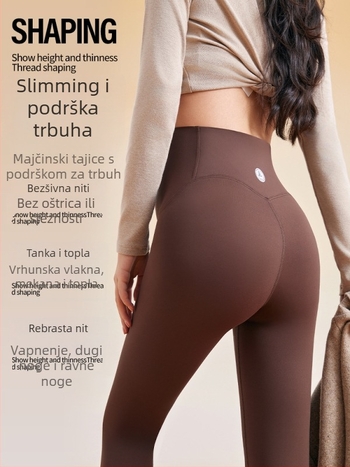 Trudničke joga hlače s visokim strukom, podrška trbuha, flis unutarnja podstava, uski kroj, zima, od najlona