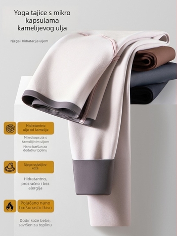 Trudničke joga hlače s visokim strukom, podrška trbuha, flis unutarnja podstava, uski kroj, zima, od najlona